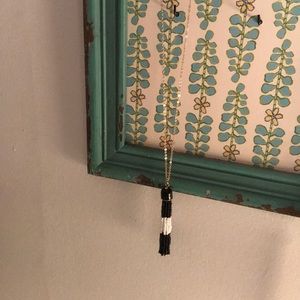 Lydell black and white tassel necklace